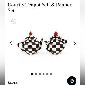 Mackenzie Childs Courtly Teapot Salt and Pepper Shaker Set